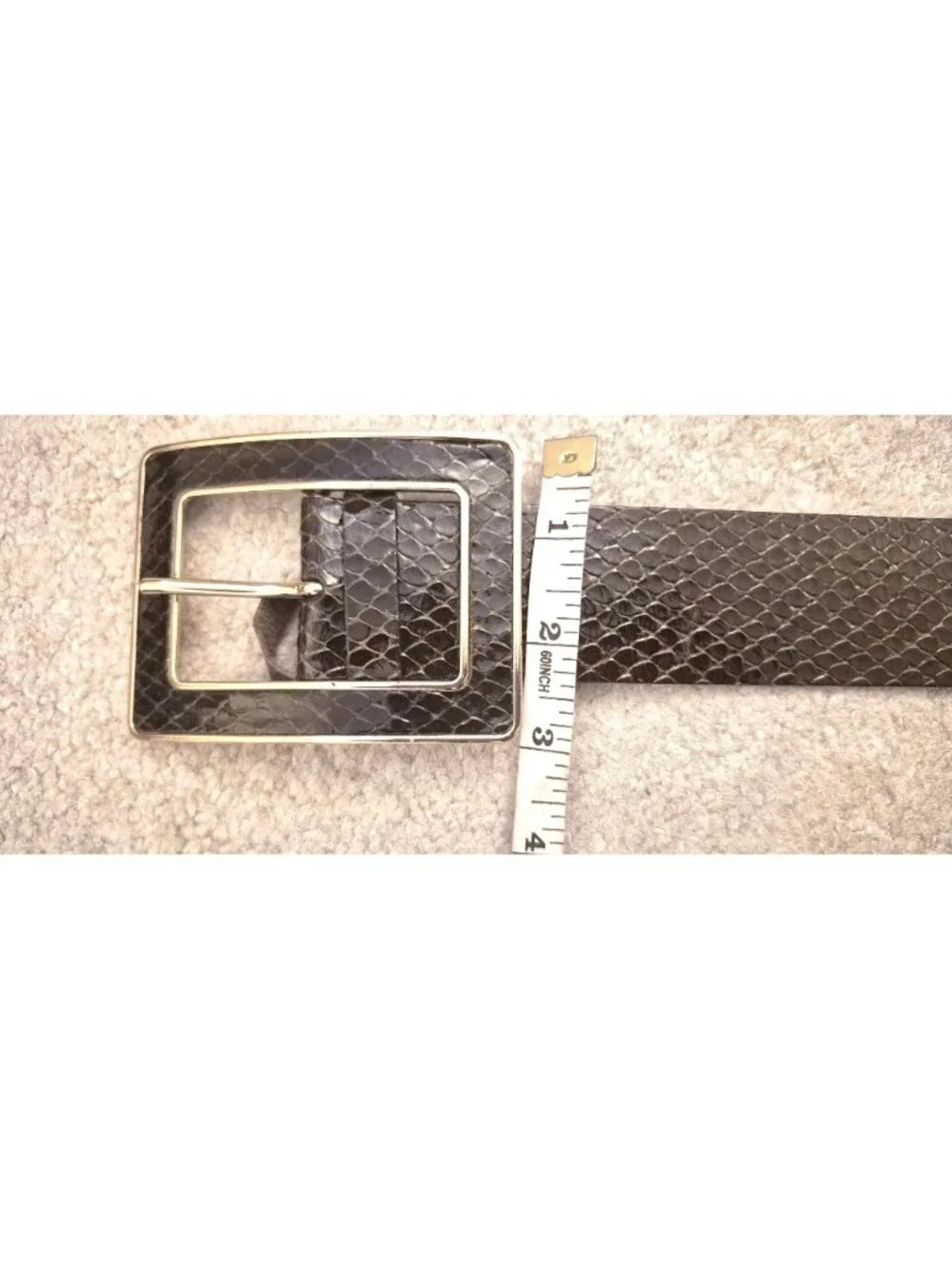 Banana Republic Dark Brown Genuine Leather Reptile Print Wide Belt Size M EUC